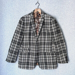 Paisley & Gray Sport Jacket Mens 44R Slim Fit Gray White Glen Plaid Blazer Tweed